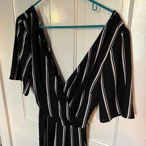 Black and white striped jumpsuit